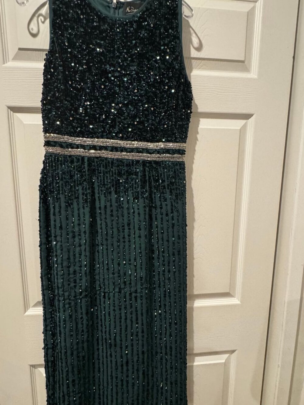 Mac Duggal Emerald Green Beaded Cocktail Dress — Size 8
